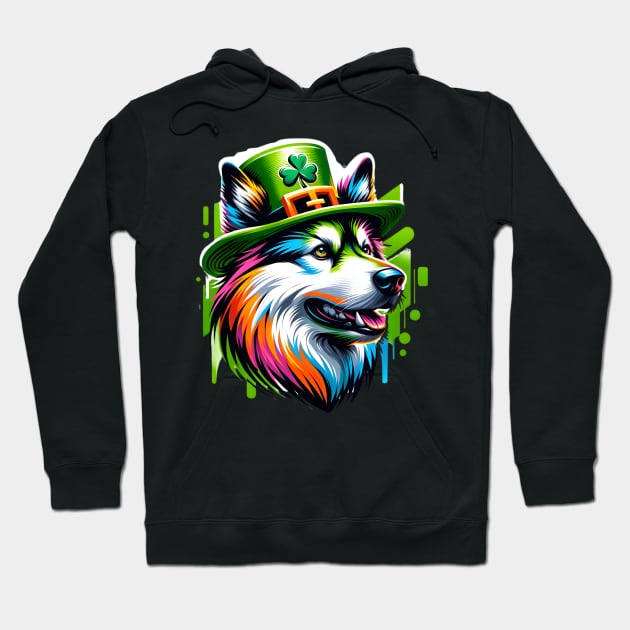 Norwegian Elkhound Celebrates Saint Patrick's Day Hoodie by ArtRUs